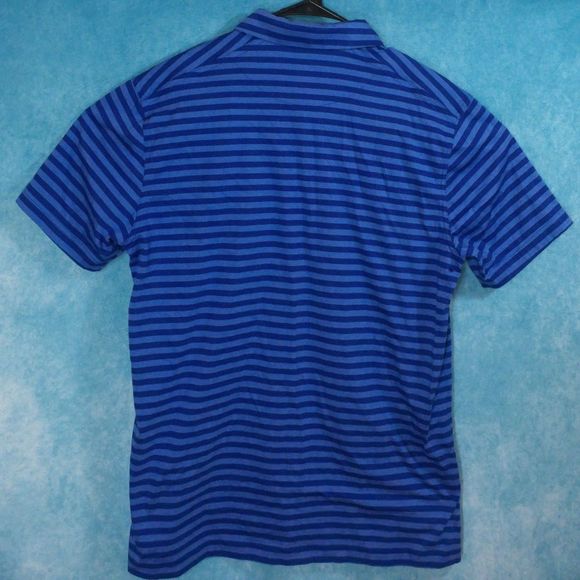 NIKE Dri Fit Men's Polo, Blue, Striped, Size Medium - Picture 2 of 5